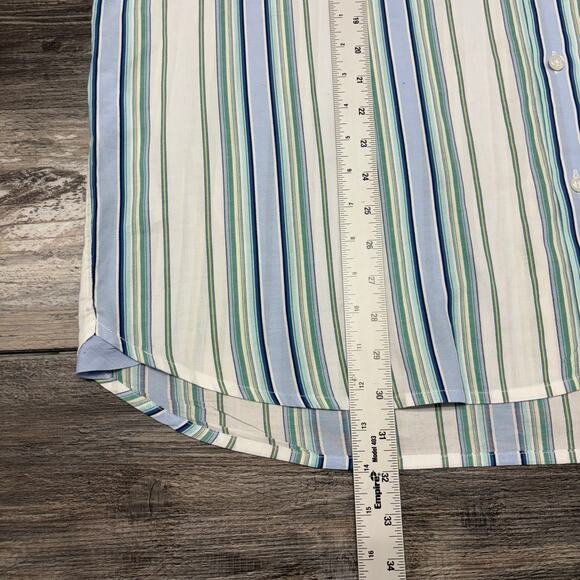 Tommy Bahama Blue White Mens XL Striped Pima Cotton Long Sleeve Button Up Shirt - Picture 8 of 10